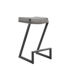Gray and Black Faux-Leather Backless Counter Stool with 66 cm Seat Height