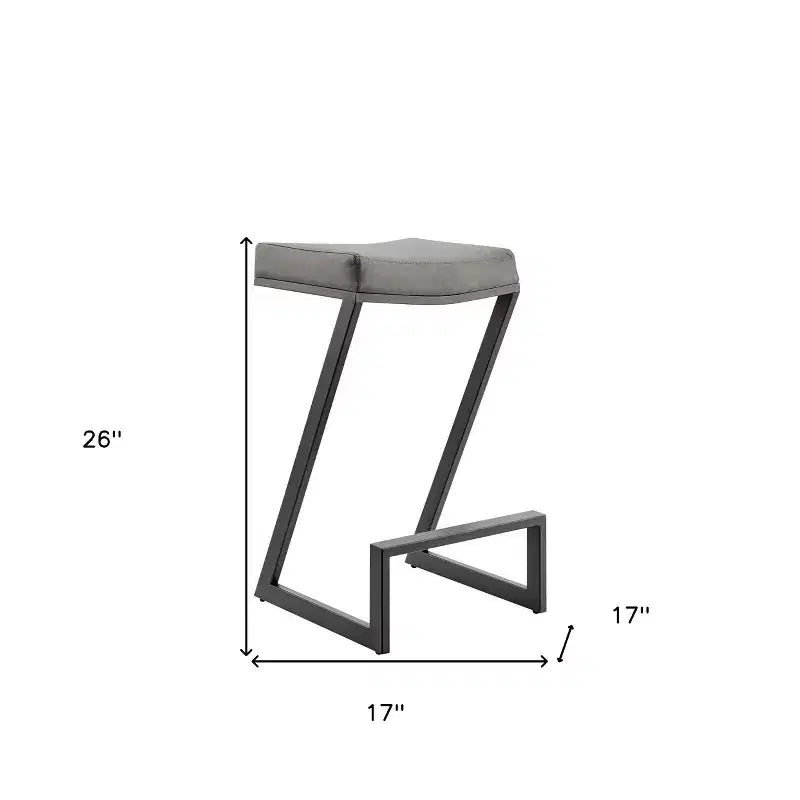 Sgabello da bar da 26" grigio e nero in ecopelle senza schienale, altezza bancone