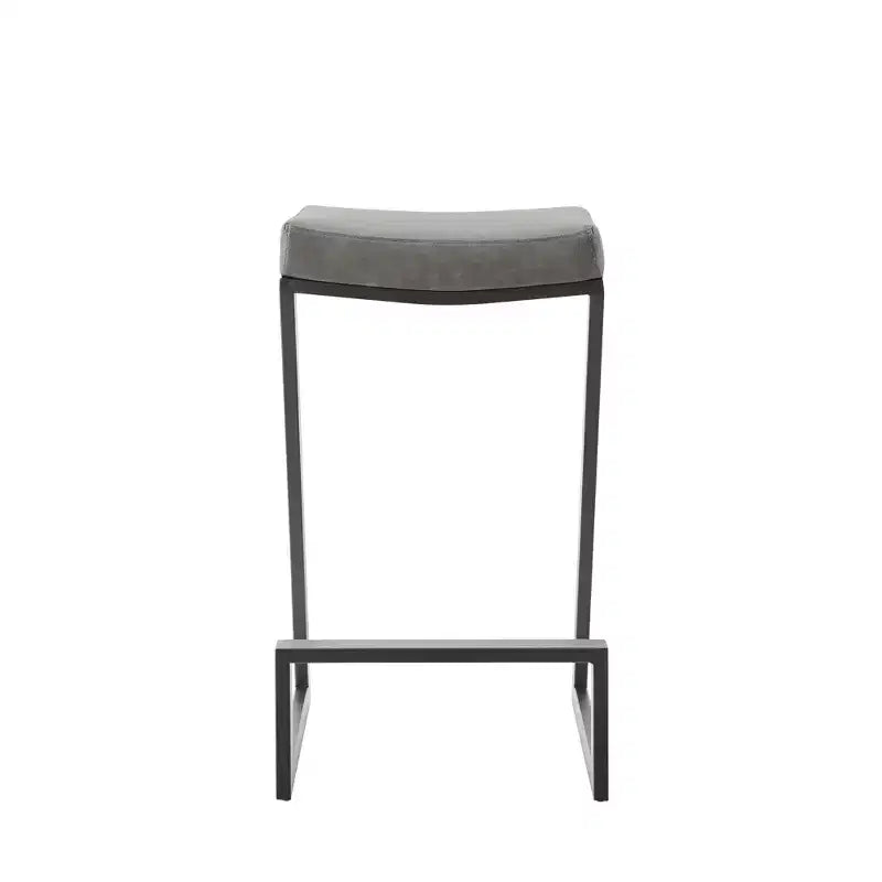 Sgabello da bar da 26" grigio e nero in ecopelle senza schienale, altezza bancone