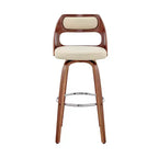 Cream and Brown Faux-Leather Swivel Bar Chair with 76.2 cm Seat Height