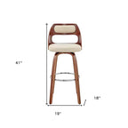 Sgabello da bar girevole in similpelle color crema e marrone con altezza seduta di 76,2 cm