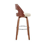 Sgabello da bar girevole in similpelle color crema e marrone con altezza seduta di 76,2 cm