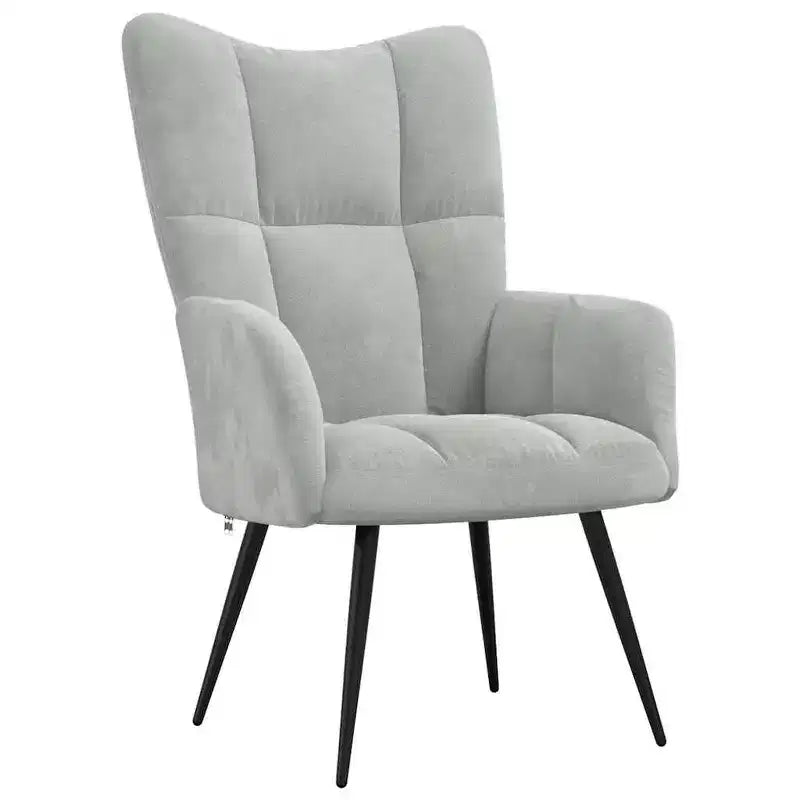 Poltrona Relax con Poggiapiedi, Rivestimento in Velluto Grigio Chiaro, Design Moderno