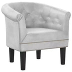 Single Tub Chair with Silver Faux Leather Upholstery, Foam Cushion, Pinewood and Plywood Frame, for Living Room or Office