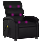 Massage Recliner Chair with Adjustable Backrest and Footrest, Faux Leather, Black