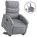 vidaXL Power Lift Recliner Chair for Elderly - Light Gray Fabric, Electric-Assist Stand, Manual Recline, Padded Comfort, Side Pocket, Solid Frame