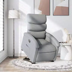 Poltrona Reclinabile Power Lift per Anziani, Tessuto Grigio Chiaro, Assistenza Elettrica alla Posizione Eretta, Reclinazione Manuale, Tasca Laterale, Telaio Robusto