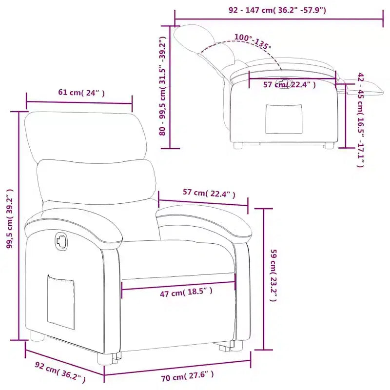 Poltrona Reclinabile Power Lift per Anziani, Tessuto Grigio Chiaro, Assistenza Elettrica alla Posizione Eretta, Reclinazione Manuale, Tasca Laterale, Telaio Robusto