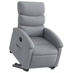 Poltrona Reclinabile Power Lift per Anziani, Tessuto Grigio Chiaro, Assistenza Elettrica alla Posizione Eretta, Reclinazione Manuale, Tasca Laterale, Telaio Robusto