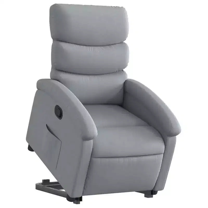 Poltrona Reclinabile Power Lift per Anziani, Tessuto Grigio Chiaro, Assistenza Elettrica alla Posizione Eretta, Reclinazione Manuale, Tasca Laterale, Telaio Robusto