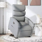 Poltrona Reclinabile Power Lift per Anziani, Tessuto Grigio Chiaro, Assistenza Elettrica alla Posizione Eretta, Reclinazione Manuale, Tasca Laterale, Telaio Robusto