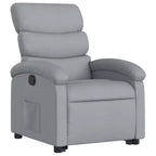 Poltrona Reclinabile Power Lift per Anziani, Tessuto Grigio Chiaro, Assistenza Elettrica alla Posizione Eretta, Reclinazione Manuale, Tasca Laterale, Telaio Robusto
