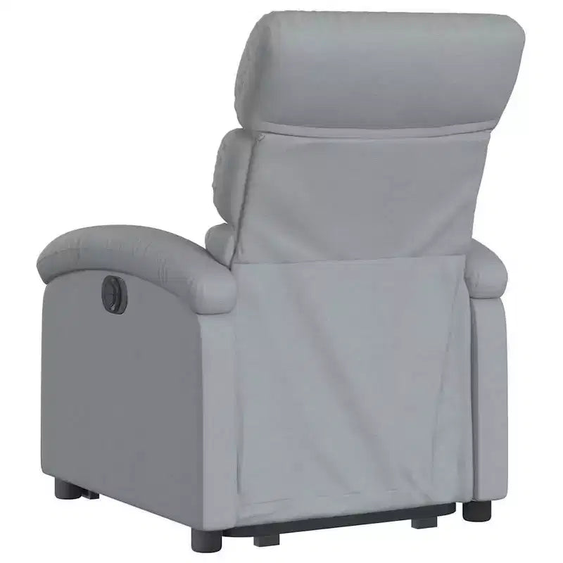 Poltrona Reclinabile Power Lift per Anziani, Tessuto Grigio Chiaro, Assistenza Elettrica alla Posizione Eretta, Reclinazione Manuale, Tasca Laterale, Telaio Robusto