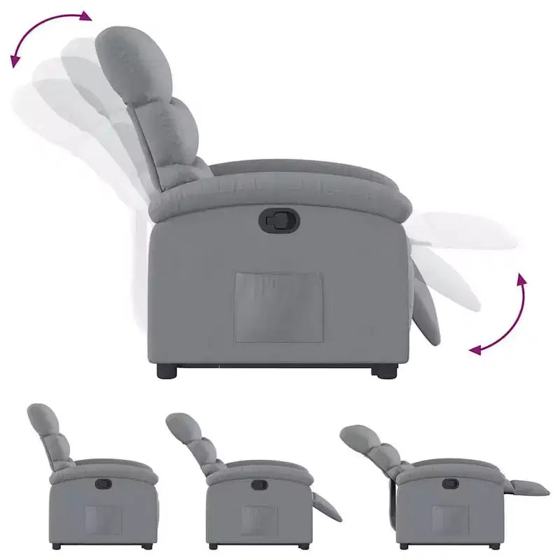 Poltrona Reclinabile Power Lift per Anziani, Tessuto Grigio Chiaro, Assistenza Elettrica alla Posizione Eretta, Reclinazione Manuale, Tasca Laterale, Telaio Robusto