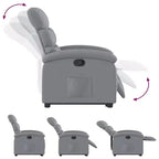 Poltrona Reclinabile Power Lift per Anziani, Tessuto Grigio Chiaro, Assistenza Elettrica alla Posizione Eretta, Reclinazione Manuale, Tasca Laterale, Telaio Robusto