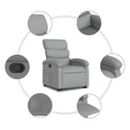 Poltrona Reclinabile Power Lift per Anziani, Tessuto Grigio Chiaro, Assistenza Elettrica alla Posizione Eretta, Reclinazione Manuale, Tasca Laterale, Telaio Robusto