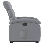 Poltrona Reclinabile Power Lift per Anziani, Tessuto Grigio Chiaro, Assistenza Elettrica alla Posizione Eretta, Reclinazione Manuale, Tasca Laterale, Telaio Robusto