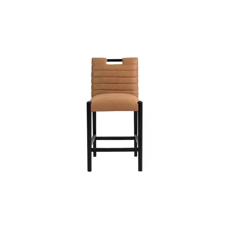 Sgabello da bancone in pelle vegana color cognac con design moderno, stile Aimee