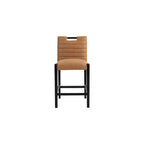 Sgabello da bancone in similpelle color cognac con struttura in metallo