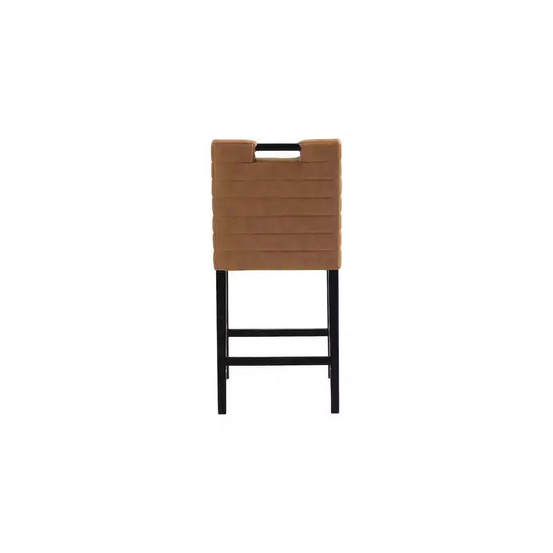 Sgabello da bancone in pelle vegana color cognac con design moderno, stile Aimee