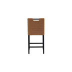 Sgabello da bancone in similpelle color cognac con struttura in metallo