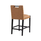 Sgabello da bancone in similpelle color cognac con struttura in metallo