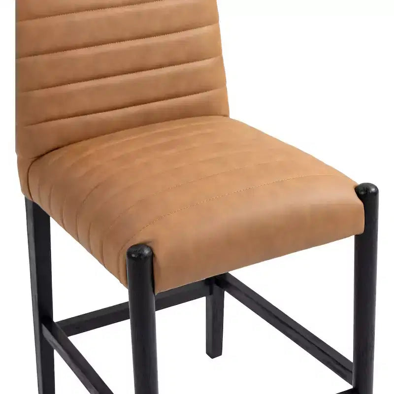Sgabello da bancone in pelle vegana color cognac con design moderno, stile Aimee
