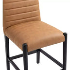 Sgabello da bancone in similpelle color cognac con struttura in metallo