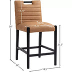 Sgabello da bancone in similpelle color cognac con struttura in metallo
