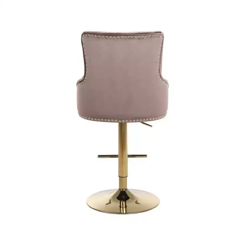 Sgabello da bar/bancone regolabile in velluto rosa, stile Claude