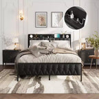 Struttura letto nera capitonné per materasso da circa 137 x 191 cm