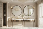 Specchio rotondo da parete con cornice in resina e perline, specchio decorativo per bagno/toilette