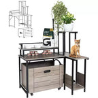 6-Shelf Cat Litter Box Enclosure Cabinet with Pull-Out Drawer