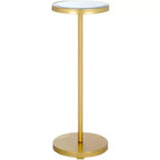 Round Metal Side Table with Mirrored Top and Gold-Tone Finish