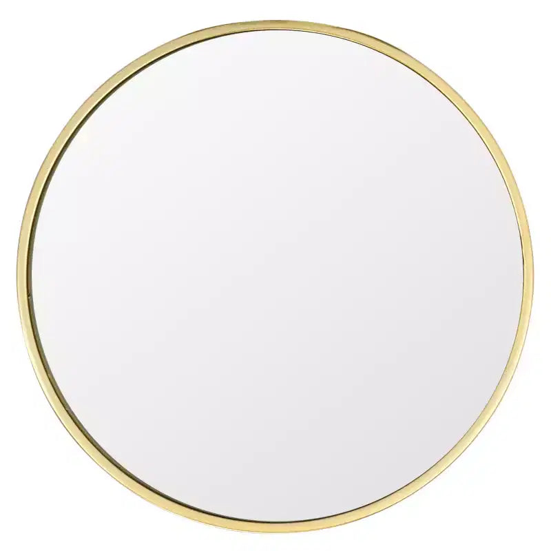 Tavolino rotondo in metallo con piano a specchio, finitura oro, ACC2323A