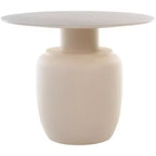 Tall Beige Ceramic Side Table with Curved Design