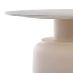 Tavolino laterale alto in ceramica beige con design curvo
