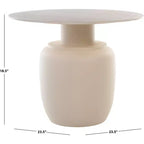 Tavolino laterale alto in ceramica beige con design curvo