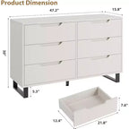 Cassettiera a 6 cassetti con opzioni di altezza regolabile, mobile contenitore indipendente per camera da letto o soggiorno