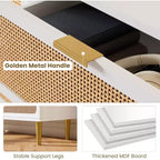 Cassettiera Alta in Rattan a 5 Cassetti con Contenitore Profondo, Mobiletto in Legno da Terra per Camera da Letto, Armadio, Soggiorno