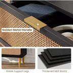 Cassettiera Alta in Rattan a 5 Cassetti con Contenitore Profondo, Mobiletto in Legno da Terra per Camera da Letto, Armadio, Soggiorno