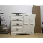 2-Door Wardrobe Dresser Closet Armoire with 4 Drawers & Hanging Rod