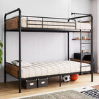 Metal Bunk Bed for Two Approx. 97 × 191 cm Mattresses with Ladder and Guardrail