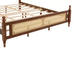Struttura Letto Marrone in Pino con Testiera in Rattan per Materasso da Circa 193 × 203 cm