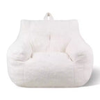 Memory Foam Bean Bag Chair with Armrests and Storage Pocket, Teddy Velvet Cover, 90 cm W × 92 cm D × 68.6 cm H, White