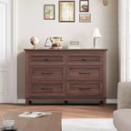 Cassettiera in legno a 6 cassetti con contenitore, comò largo 119,4 cm per camera da letto, soggiorno o ingresso