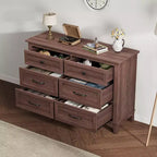 Cassettiera in legno a 6 cassetti con contenitore, comò largo 119,4 cm per camera da letto, soggiorno o ingresso