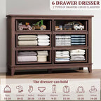 Cassettiera in legno a 6 cassetti con contenitore, comò largo 119,4 cm per camera da letto, soggiorno o ingresso