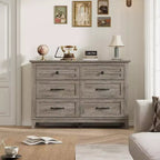 Cassettiera in legno a 6 cassetti con contenitore, comò largo 119,4 cm per camera da letto, soggiorno o ingresso