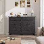 Cassettiera in legno a 6 cassetti con contenitore, comò largo 119,4 cm per camera da letto, soggiorno o ingresso